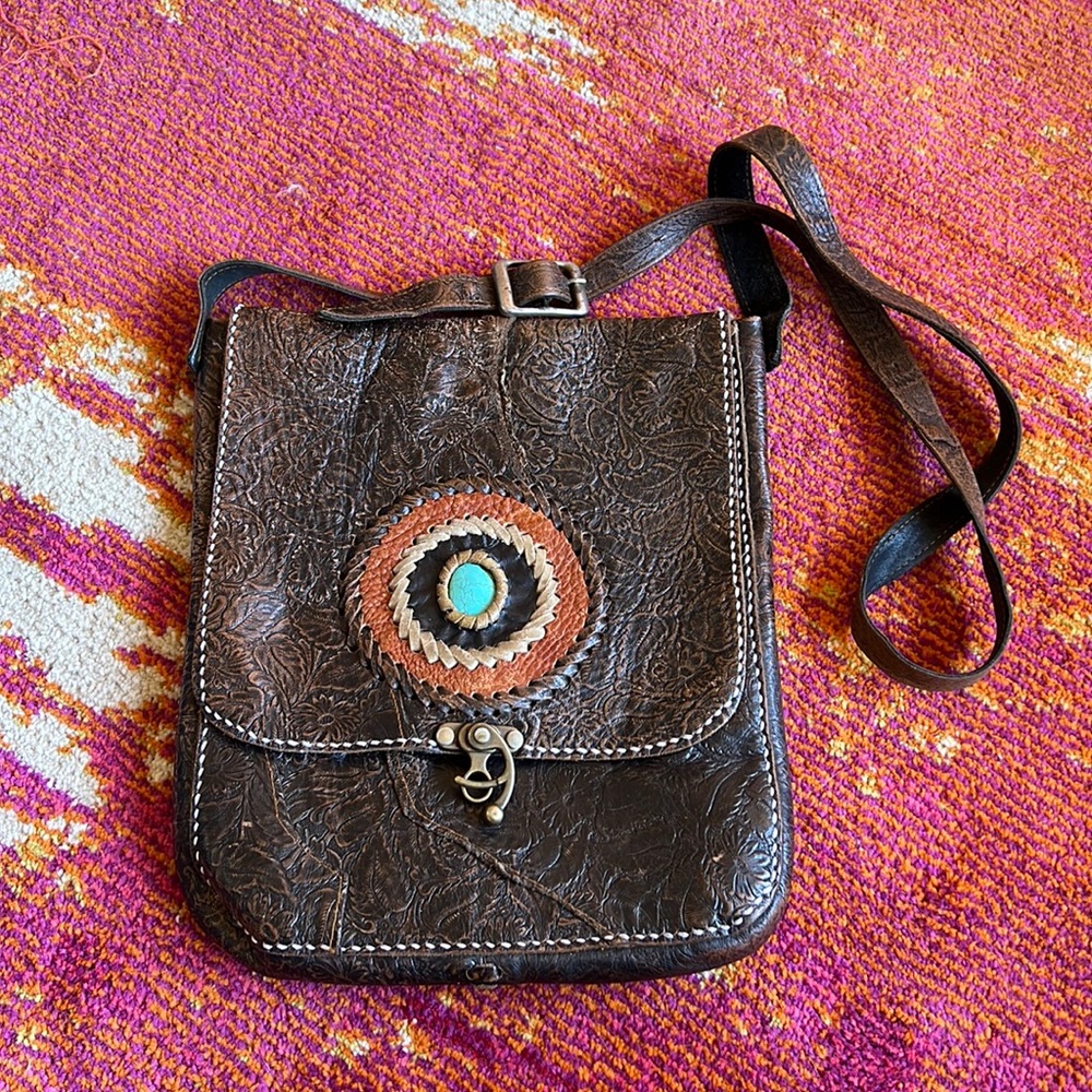 Vintage Handmade Leather Crossbody Bag